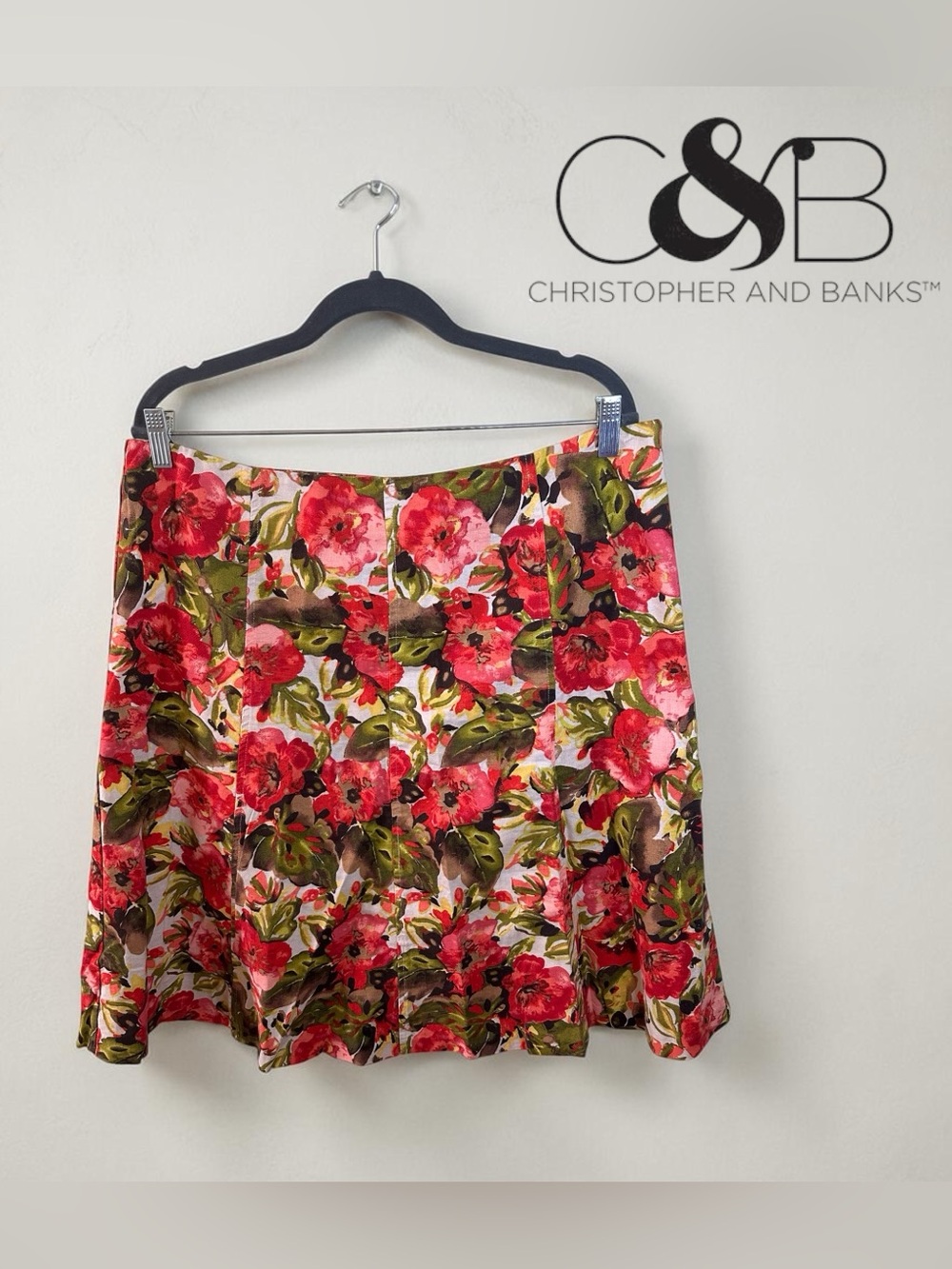 4/$50 ❤️ SALE Floral Linen Blend A-Line Skirt Size 16
